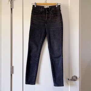 Everlane Authentic Stretch High-Rise Skinny Button Fly washed black sz 26 ankle